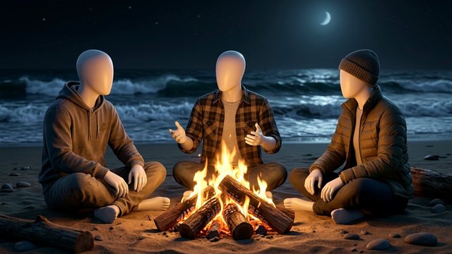 White Mannequin style: a night campfire