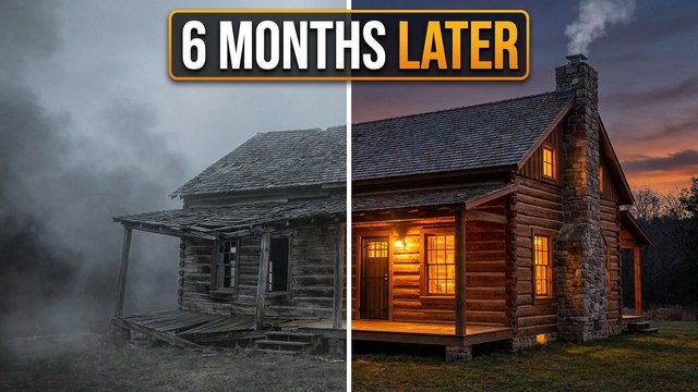 Before and after thumbnail: a rebuilt cabin
